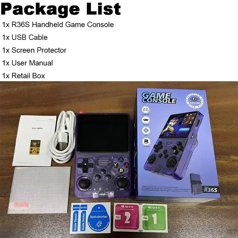 R36S Retro Handheld Game Console | ARKOS System 3.5" IPS Screen 128G Built-in Games Portable Pocket Video Player Gift for Boys