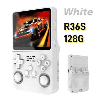 R36S Retro Handheld Game Console | ARKOS System 3.5" IPS Screen 128G Built-in Games Portable Pocket Video Player Gift for Boys