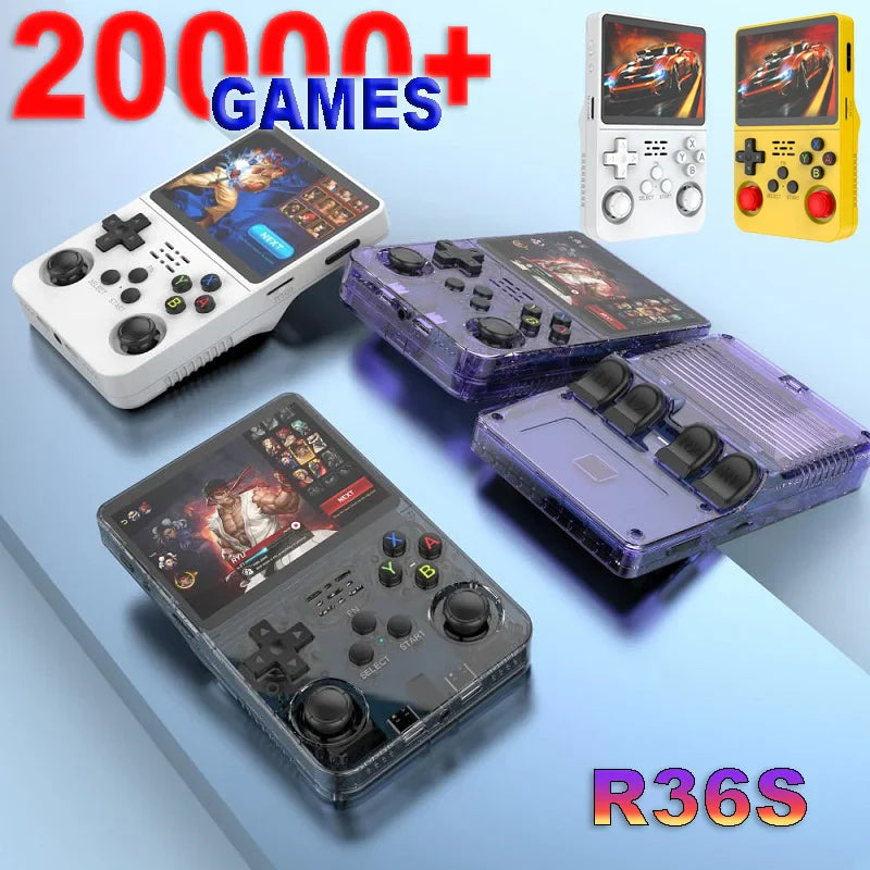 R36S Retro Handheld Game Console | ARKOS System 3.5" IPS Screen 128G Built-in Games Portable Pocket Video Player Gift for Boys